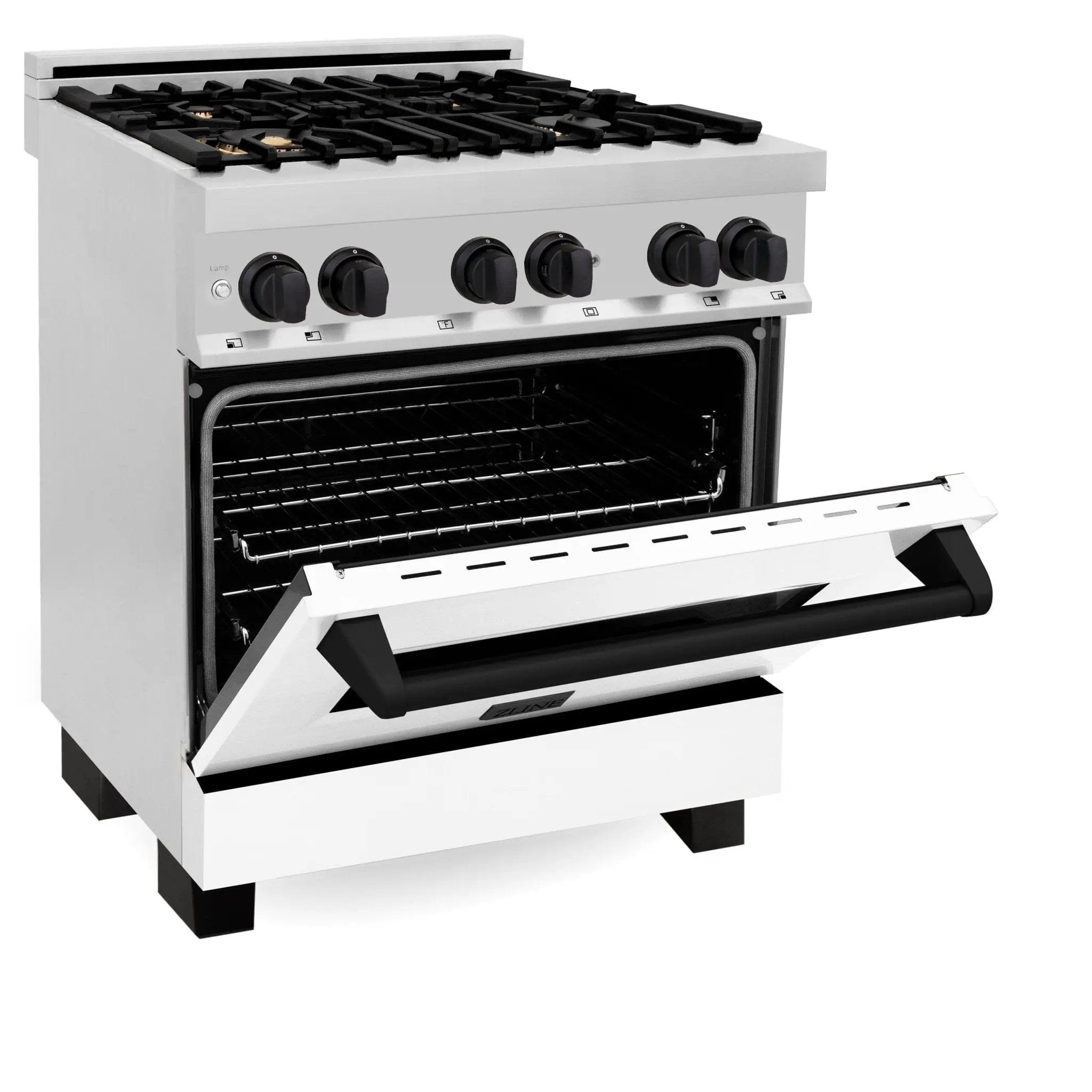 ZLINE 30" Autograph Dual Fuel Range, White Door, RAZ-WM-30-MB by Farmhouse Kitchen and Bath