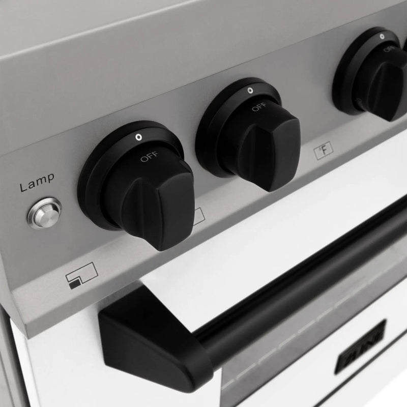 ZLINE 30" Autograph Dual Fuel Range, White Door, RAZ-WM-30-MB by Farmhouse Kitchen and Bath
