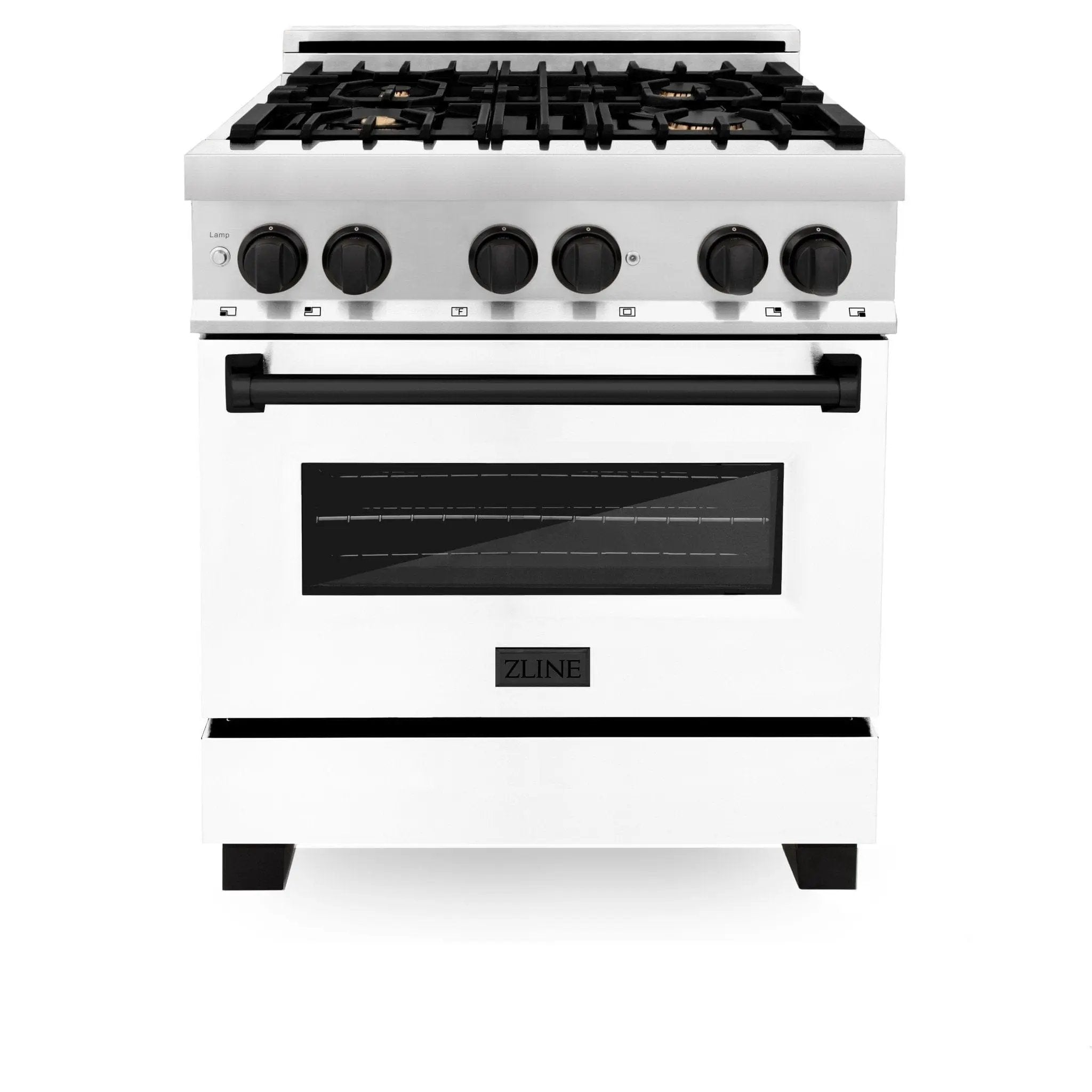 ZLINE 30" Autograph Dual Fuel Range, White Door, RAZ-WM-30-MB by Farmhouse Kitchen and Bath