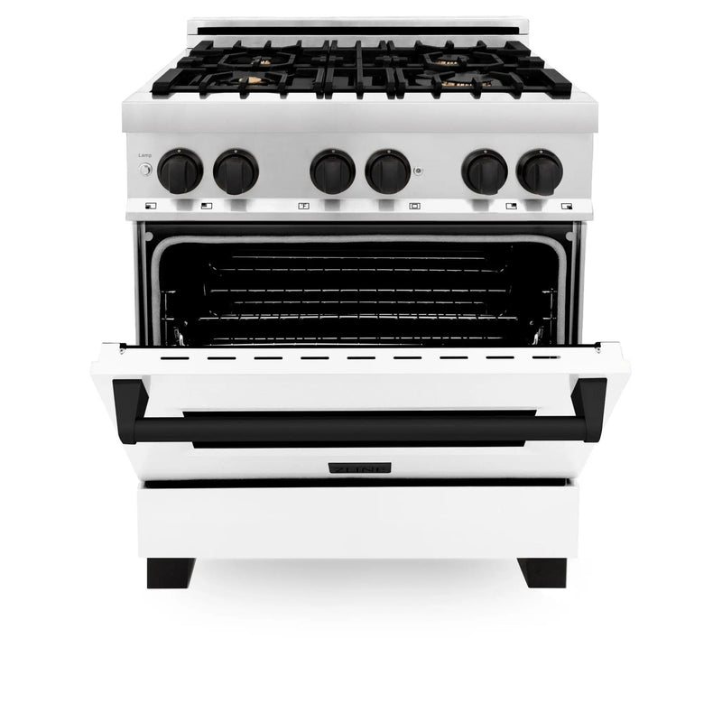 ZLINE 30" Autograph Dual Fuel Range, White Door, RAZ-WM-30-MB by Farmhouse Kitchen and Bath