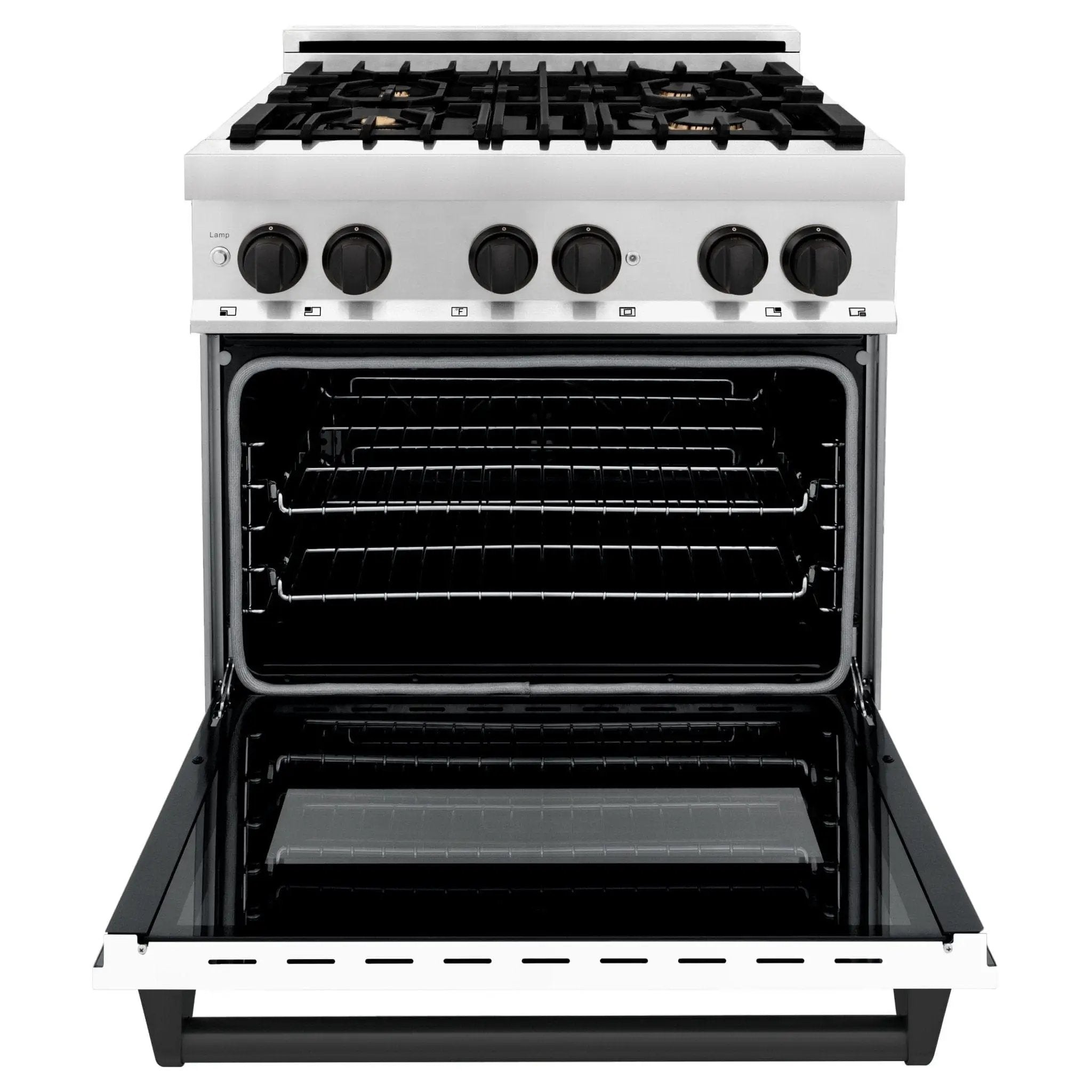 ZLINE 30" Autograph Dual Fuel Range, White Door, RAZ-WM-30-MB by Farmhouse Kitchen and Bath
