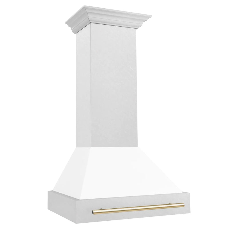 ZLINE 30" Autograph DuraSnow White Range Hood 8654SNZ-WM30-G by Farmhouse Kitchen and Bath