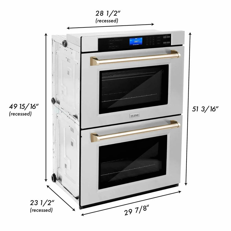 ZLINE 30" Autograph Edition Double Wall Oven with Self Clean and True Convection in Stainless Steel AWDZ-30-G by Farmhouse Kitchen and Bath