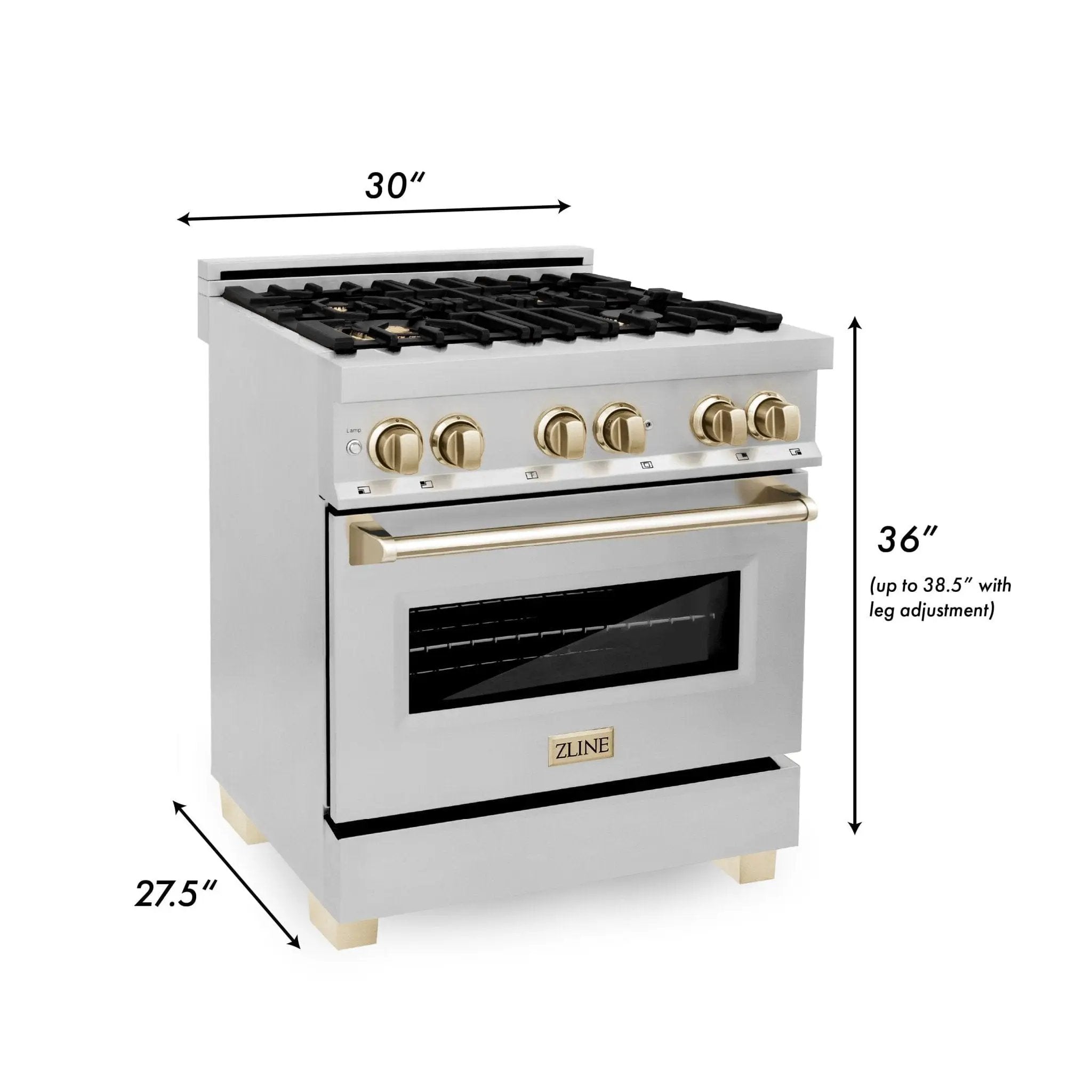 ZLINE 30" Autograph Edition, Dual Fuel Range, Gold Accents, RAZ-30-G by Farmhouse Kitchen and Bath