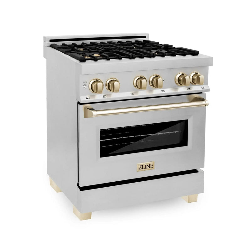 ZLINE 30" Autograph Edition, Dual Fuel Range, Gold Accents, RAZ-30-G by Farmhouse Kitchen and Bath