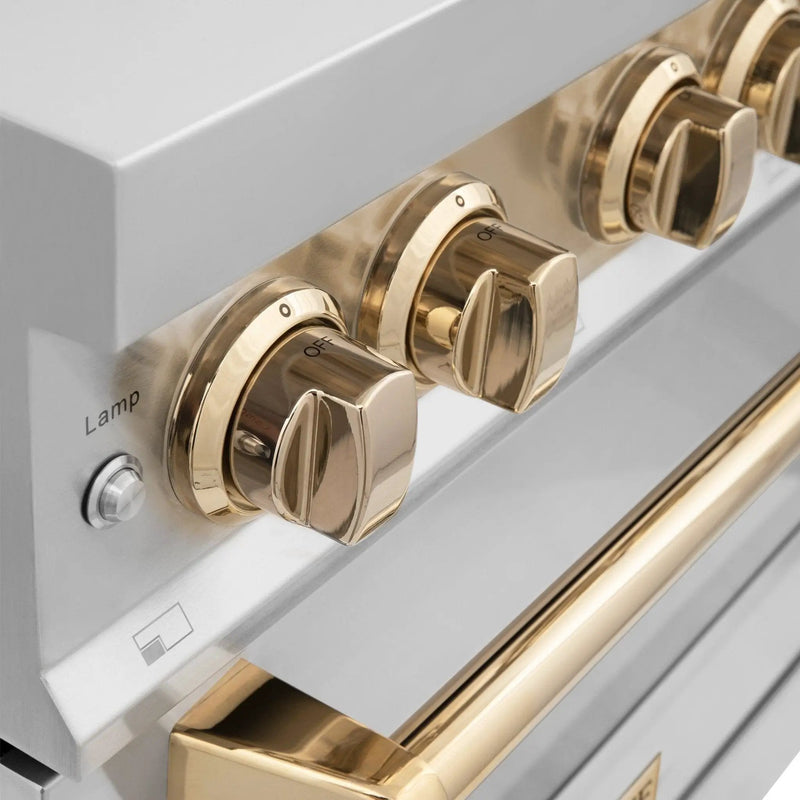 ZLINE 30" Autograph Edition, Dual Fuel Range, Gold Accents, RAZ-30-G by Farmhouse Kitchen and Bath