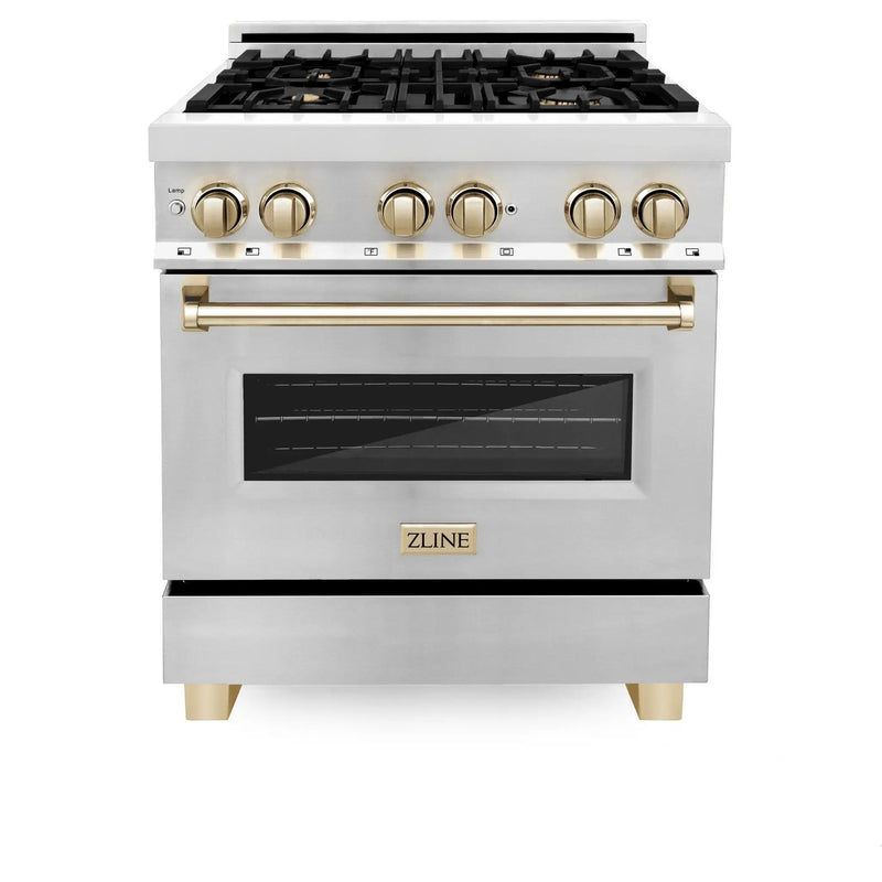 ZLINE 30" Autograph Edition, Dual Fuel Range, Gold Accents, RAZ-30-G by Farmhouse Kitchen and Bath