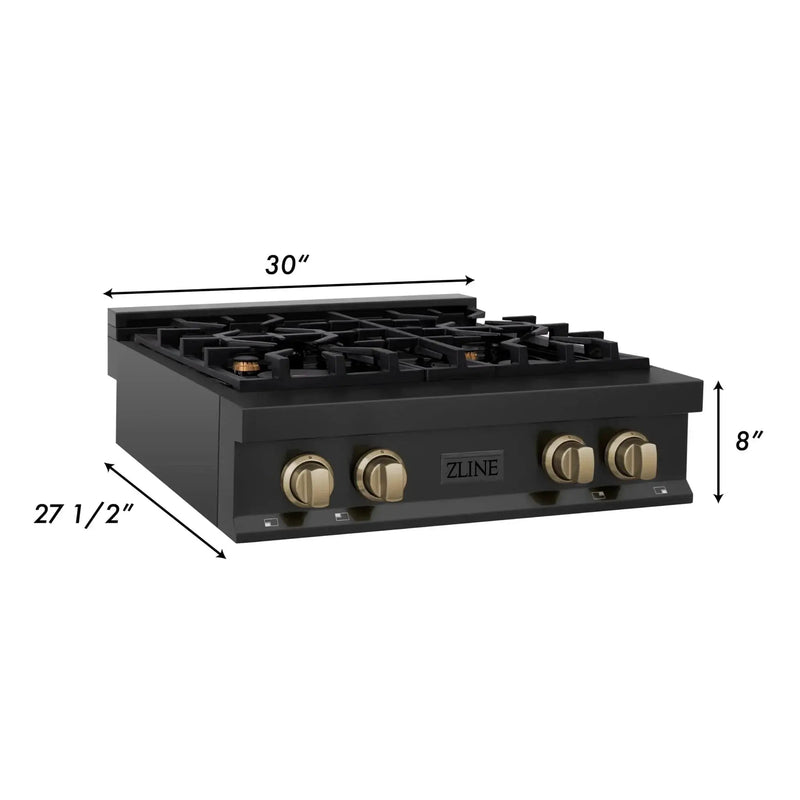 ZLINE 30" Autograph Edition Rangetop, Gold Accents, RTBZ-30-CB by Farmhouse Kitchen and Bath