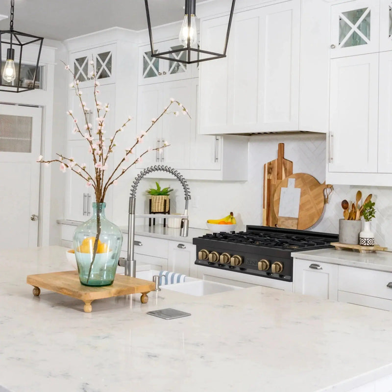 ZLINE 30" Autograph Edition Rangetop, Gold Accents, RTBZ-30-CB by Farmhouse Kitchen and Bath