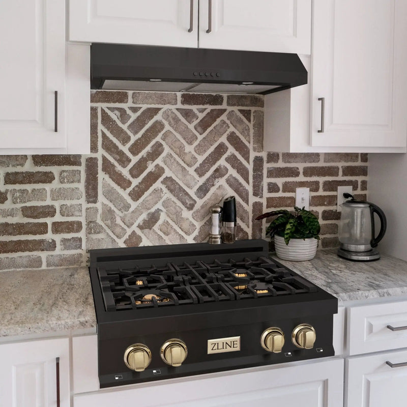ZLINE 30" Autograph Edition Rangetop, Gold Accents, RTBZ-30-G by Farmhouse Kitchen and Bath