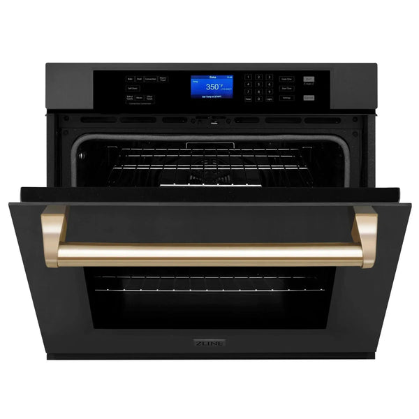 ZLINE 30" Autograph Edition Single Wall Oven with Self Clean and True Convection in Black Stainless Steel Gold Accent AWSZ-30-BS-G, photo 2 of 8