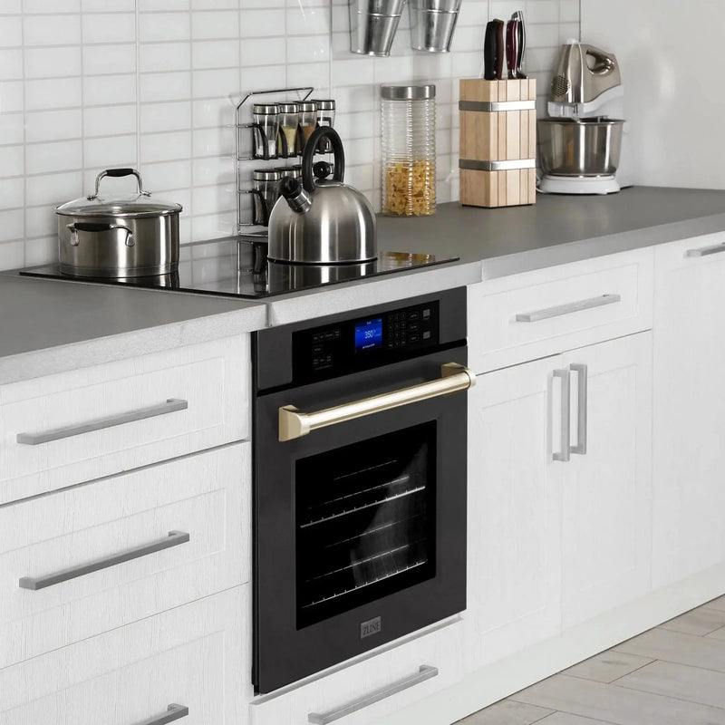 ZLINE 30" Autograph Edition Single Wall Oven with Self Clean and True Convection in Black Stainless Steel Gold Accent AWSZ-30-BS-G by Farmhouse Kitchen and Bath