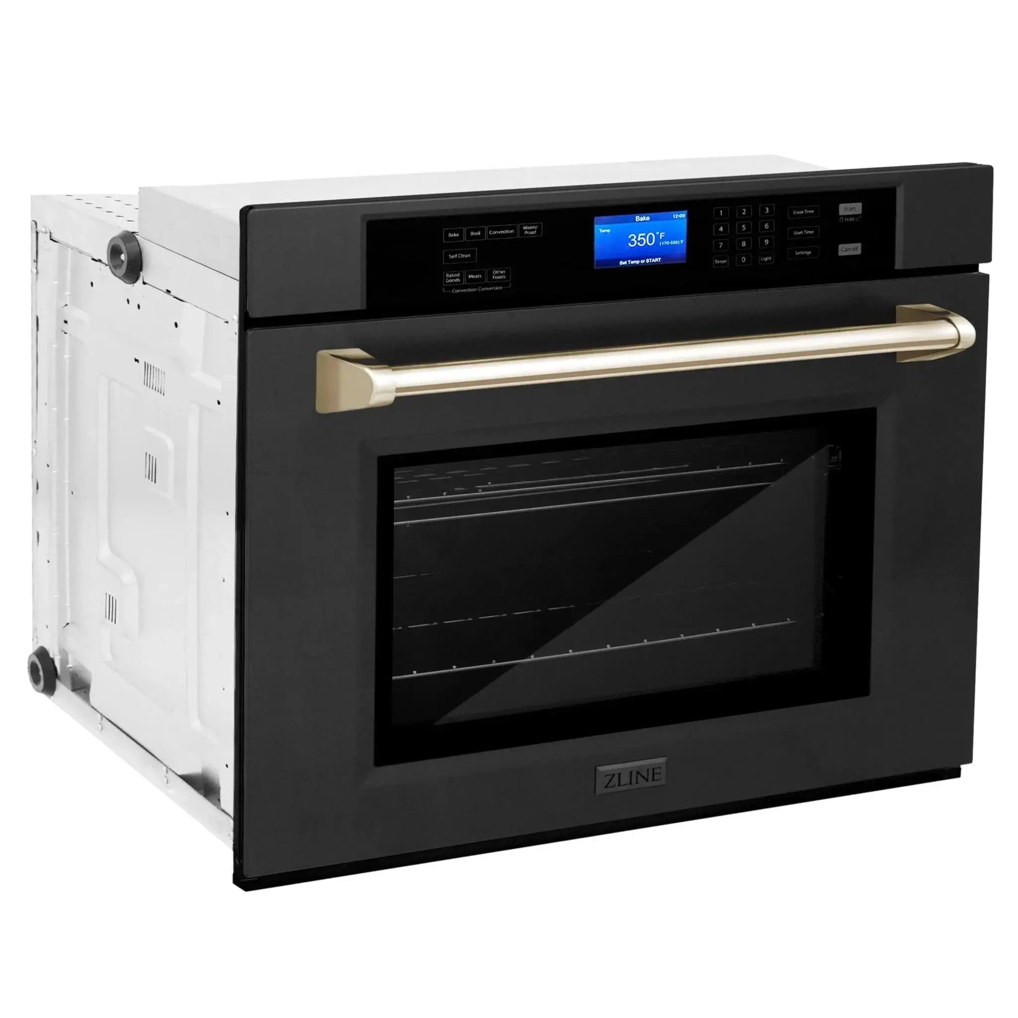 ZLINE 30" Autograph Edition Single Wall Oven with Self Clean and True Convection in Black Stainless Steel Gold Accent AWSZ-30-BS-G by Farmhouse Kitchen and Bath