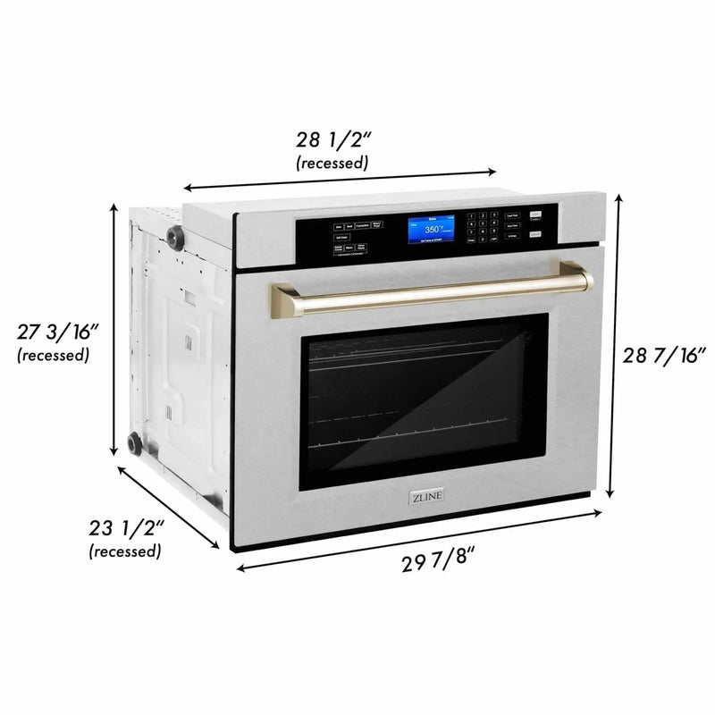 ZLINE 30" Autograph Edition Single Wall Oven with Self Clean and True Convection Stainless Steel AWSSZ-30-G by Farmhouse Kitchen and Bath