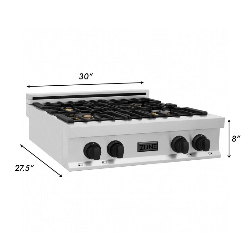 ZLINE 30" Autograph Porcelain Rangetop, Matte Black Accents, RTZ-30-MB by Farmhouse Kitchen and Bath