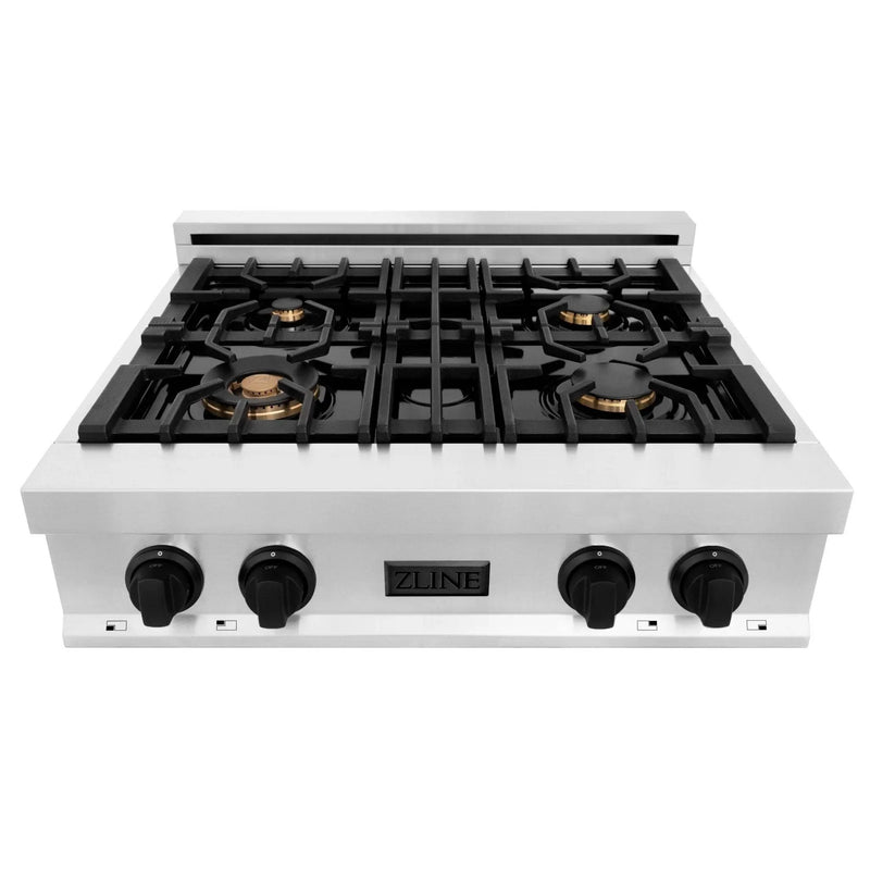 ZLINE 30" Autograph Porcelain Rangetop, Matte Black Accents, RTZ-30-MB by Farmhouse Kitchen and Bath