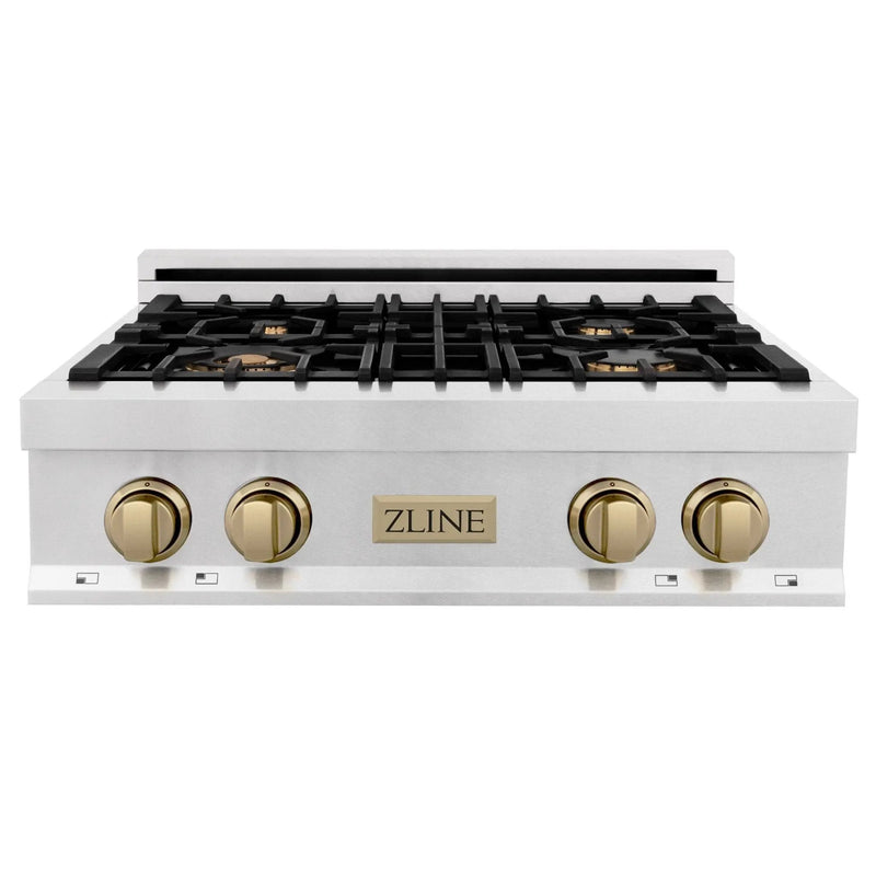 ZLINE 30" Autograph Rangetop, DuraSnow, Bronze Accents, RTSZ-30-CB by Farmhouse Kitchen and Bath