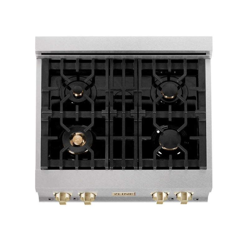 ZLINE 30" Autograph Rangetop, DuraSnow, Gold Accent, RTZ-30-G by Farmhouse Kitchen and Bath