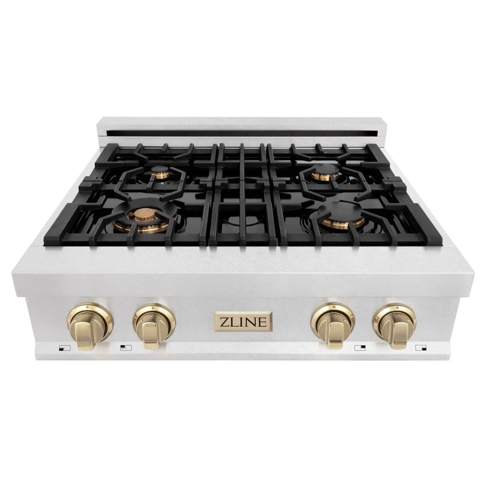 ZLINE 30" Autograph Rangetop, DuraSnow, Gold Accent, RTZ-30-G by Farmhouse Kitchen and Bath