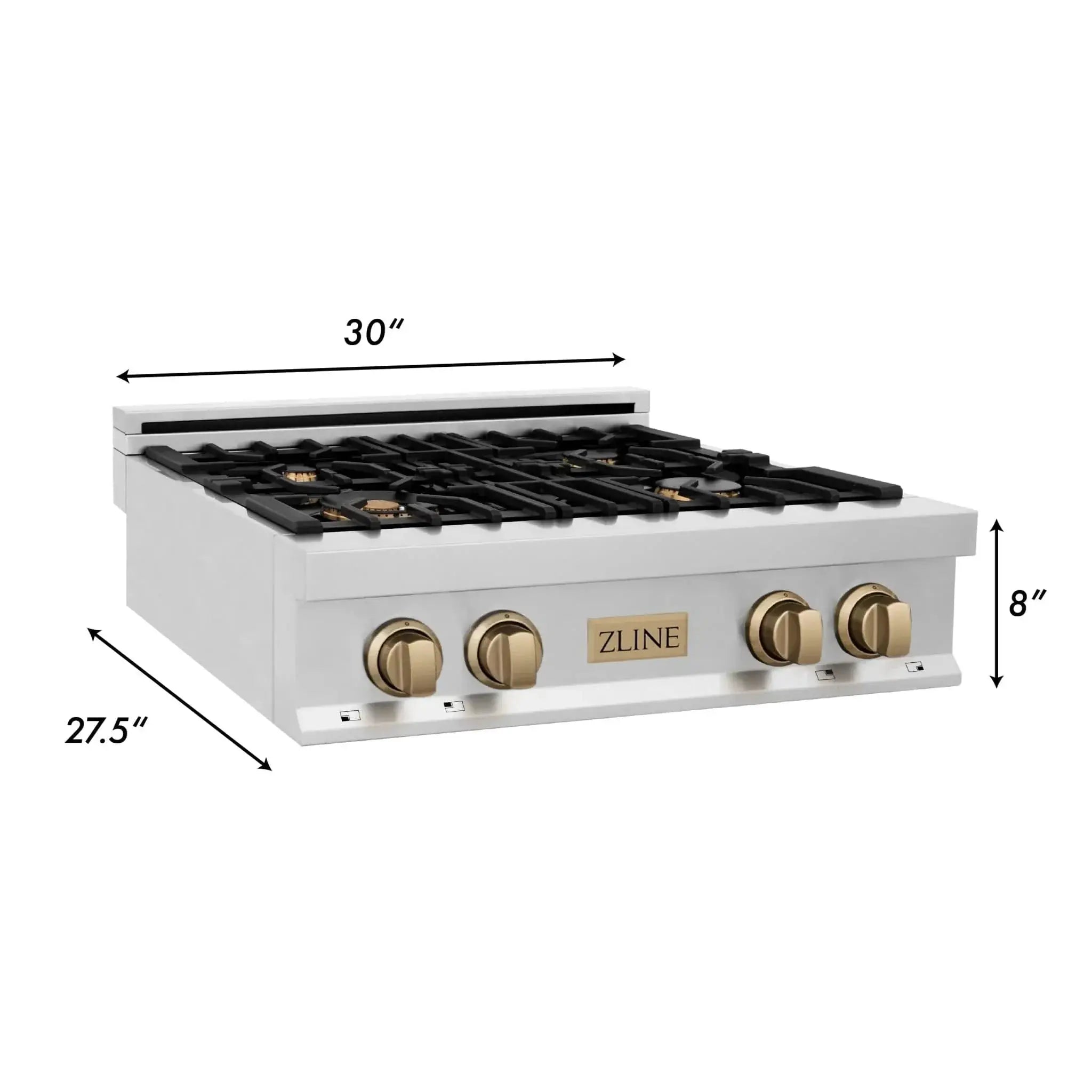 ZLINE 30" Autograph Rangetop, DuraSnow, RTZ-30-CB by Farmhouse Kitchen and Bath