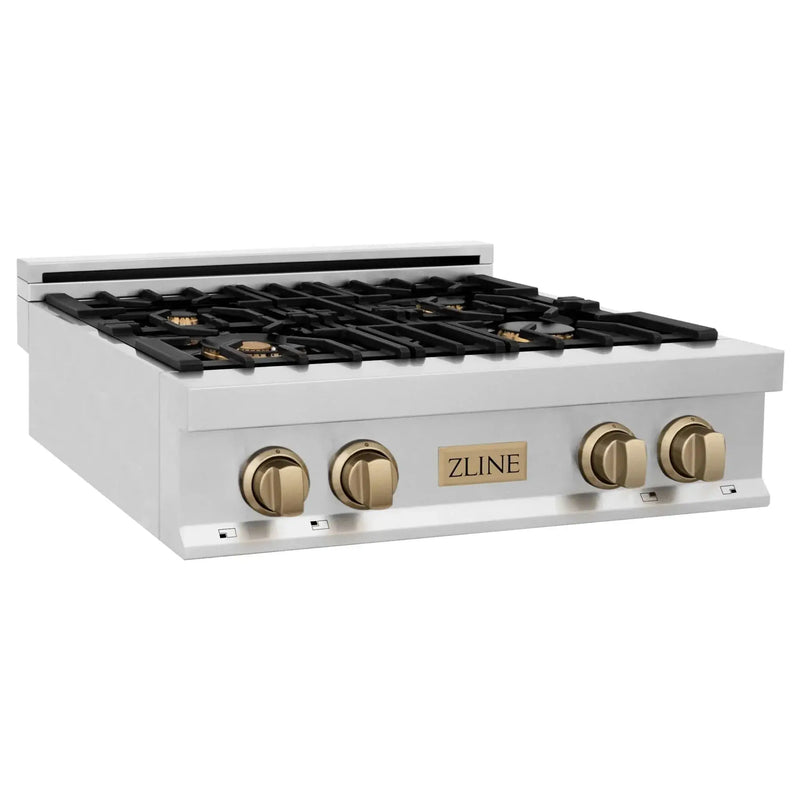 ZLINE 30" Autograph Rangetop, DuraSnow, RTZ-30-CB by Farmhouse Kitchen and Bath