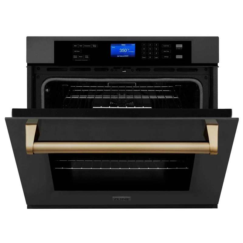 ZLINE 30" Autograph Single Wall Oven with Self Clean and True Convection in Black Stainless Steel Champagne Bronze AWSZ-30-BS-CB by Farmhouse Kitchen and Bath