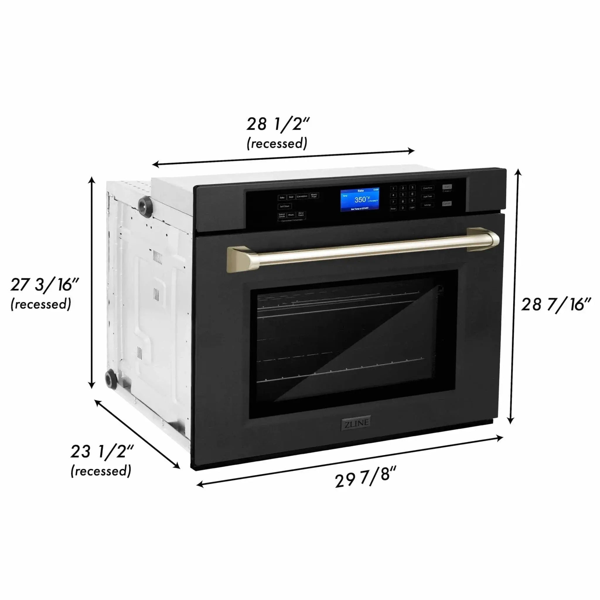 ZLINE 30" Autograph Single Wall Oven with Self Clean and True Convection in Black Stainless Steel Champagne Bronze AWSZ-30-BS-CB by Farmhouse Kitchen and Bath