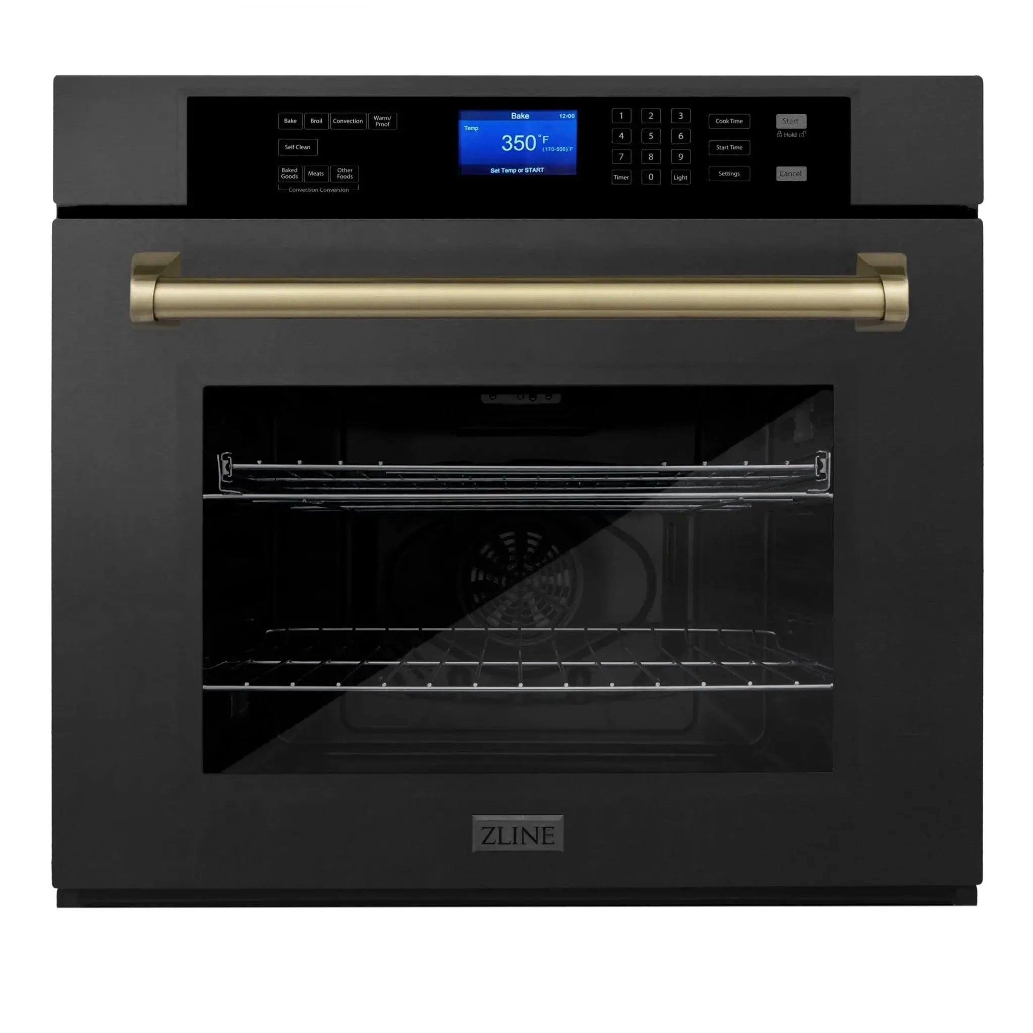 ZLINE 30" Autograph Single Wall Oven with Self Clean and True Convection in Black Stainless Steel Champagne Bronze AWSZ-30-BS-CB by Farmhouse Kitchen and Bath