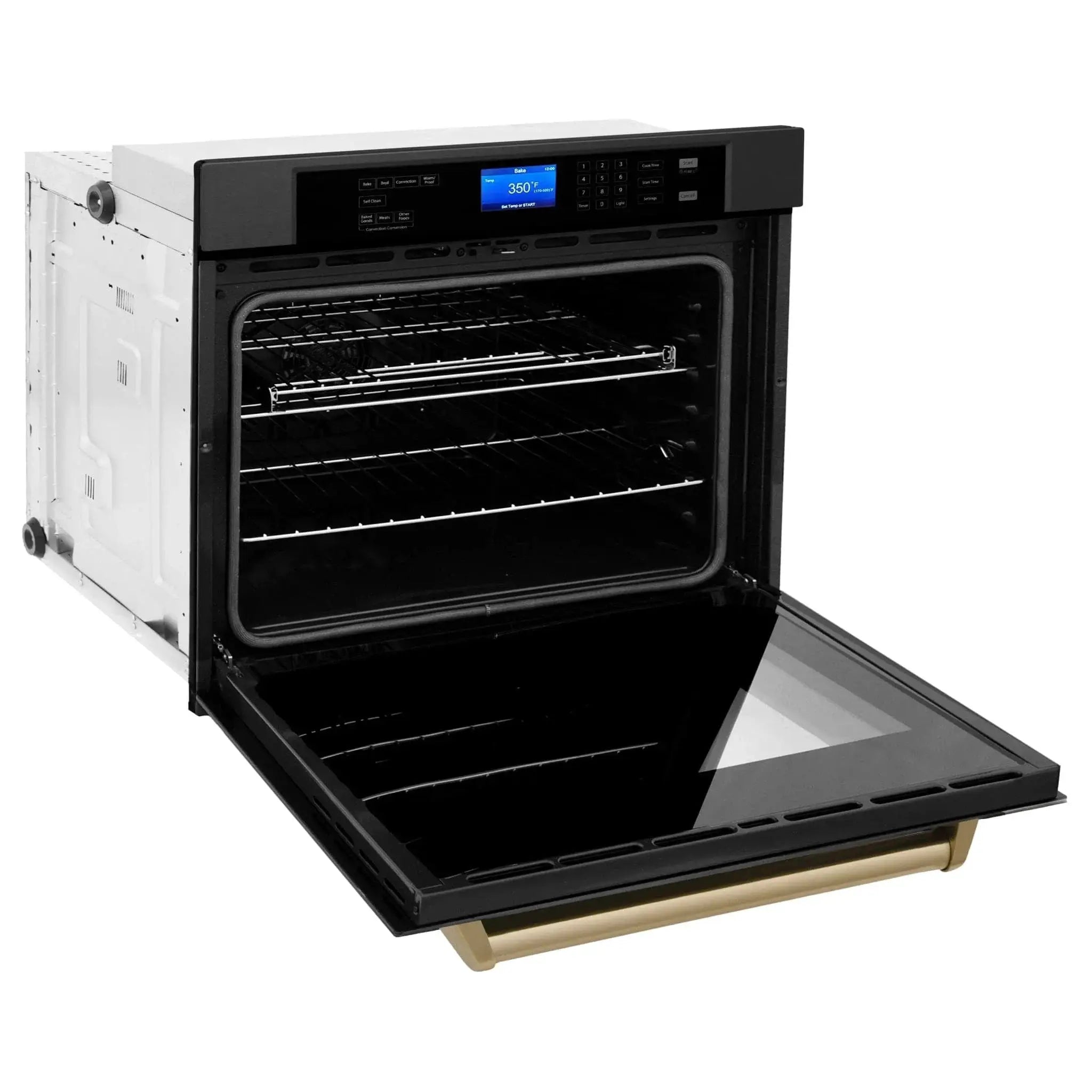 ZLINE 30" Autograph Single Wall Oven with Self Clean and True Convection in Black Stainless Steel Champagne Bronze AWSZ-30-BS-CB by Farmhouse Kitchen and Bath