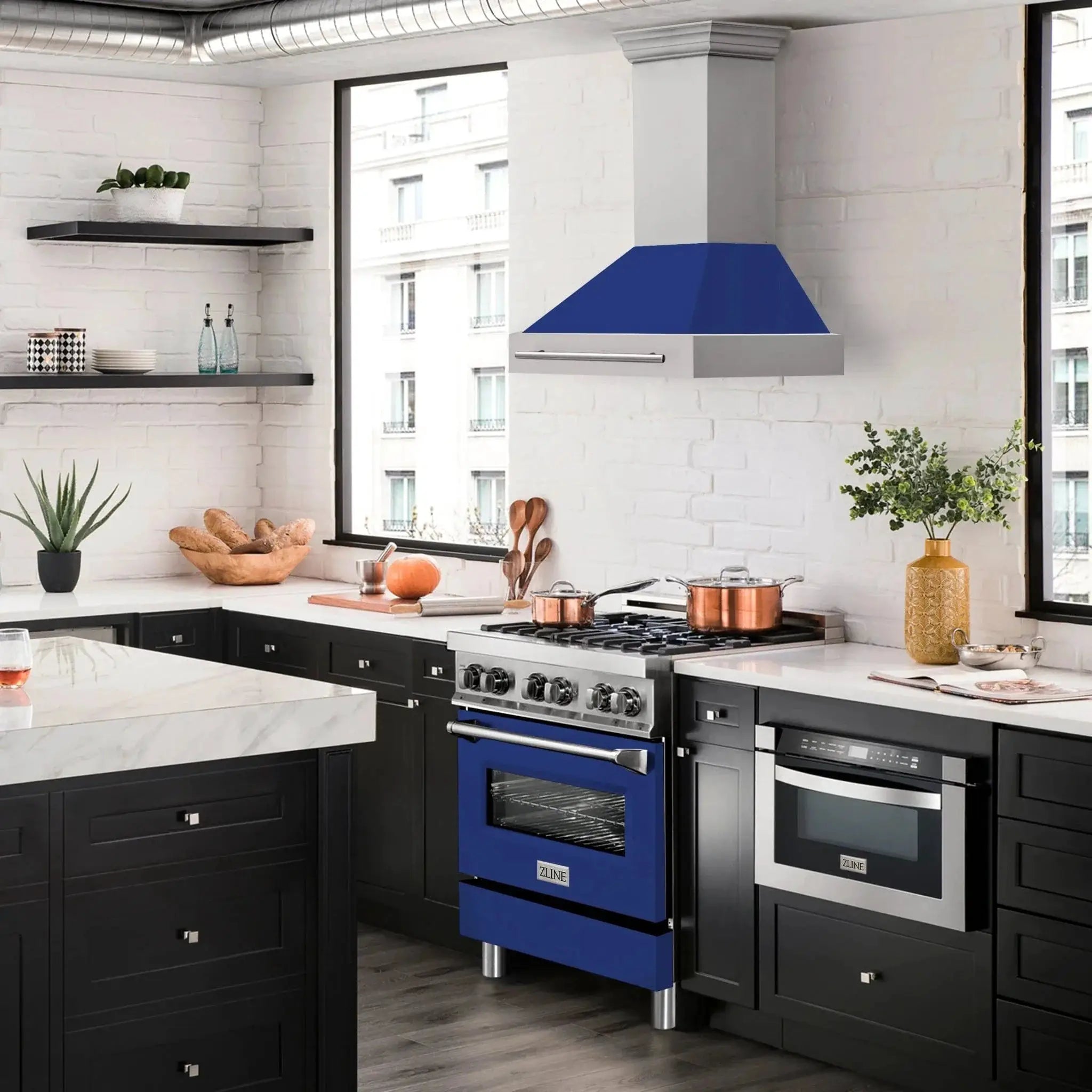 ZLINE 30" Autograph Stainless Wall Range Hood, 8654STX-BG-30 by Farmhouse Kitchen and Bath