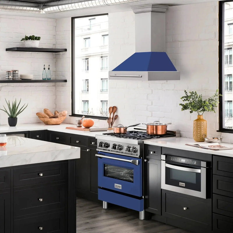 ZLINE 30" Autograph Stainless Wall Range Hood, 8654STX-BM-30 by Farmhouse Kitchen and Bath
