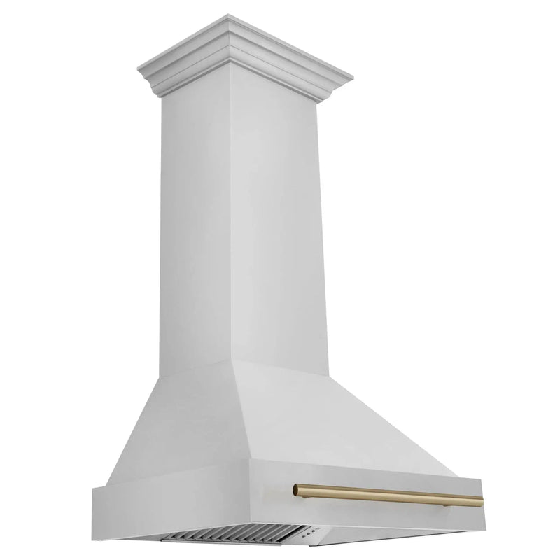 ZLINE 30" Autograph Stainless Wall Range Hood, White, 8654STZ-30-G by Farmhouse Kitchen and Bath