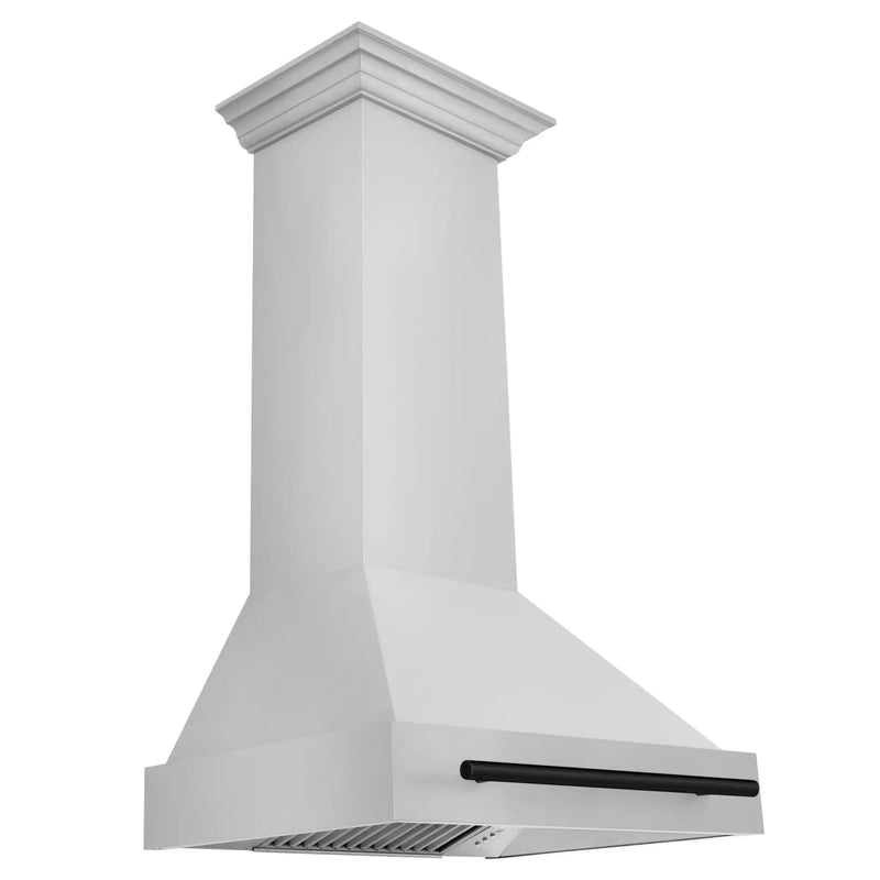 ZLINE 30" Autograph Stainless Wall Range Hood, White, 8654STZ-30-MB by Farmhouse Kitchen and Bath