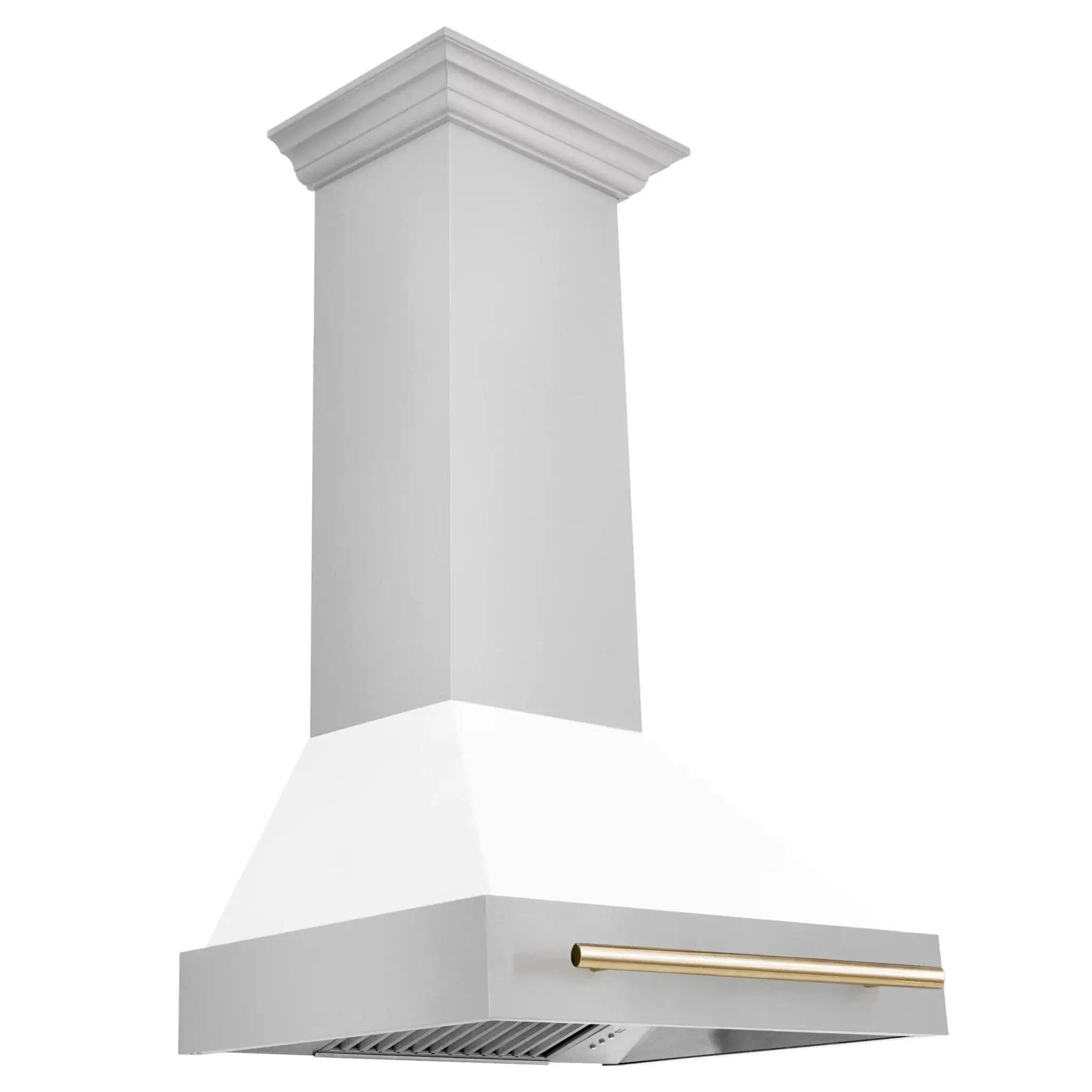 ZLINE 30" Autograph Stainless Wall Range Hood, White, 8654STZ-WM30-G by Farmhouse Kitchen and Bath