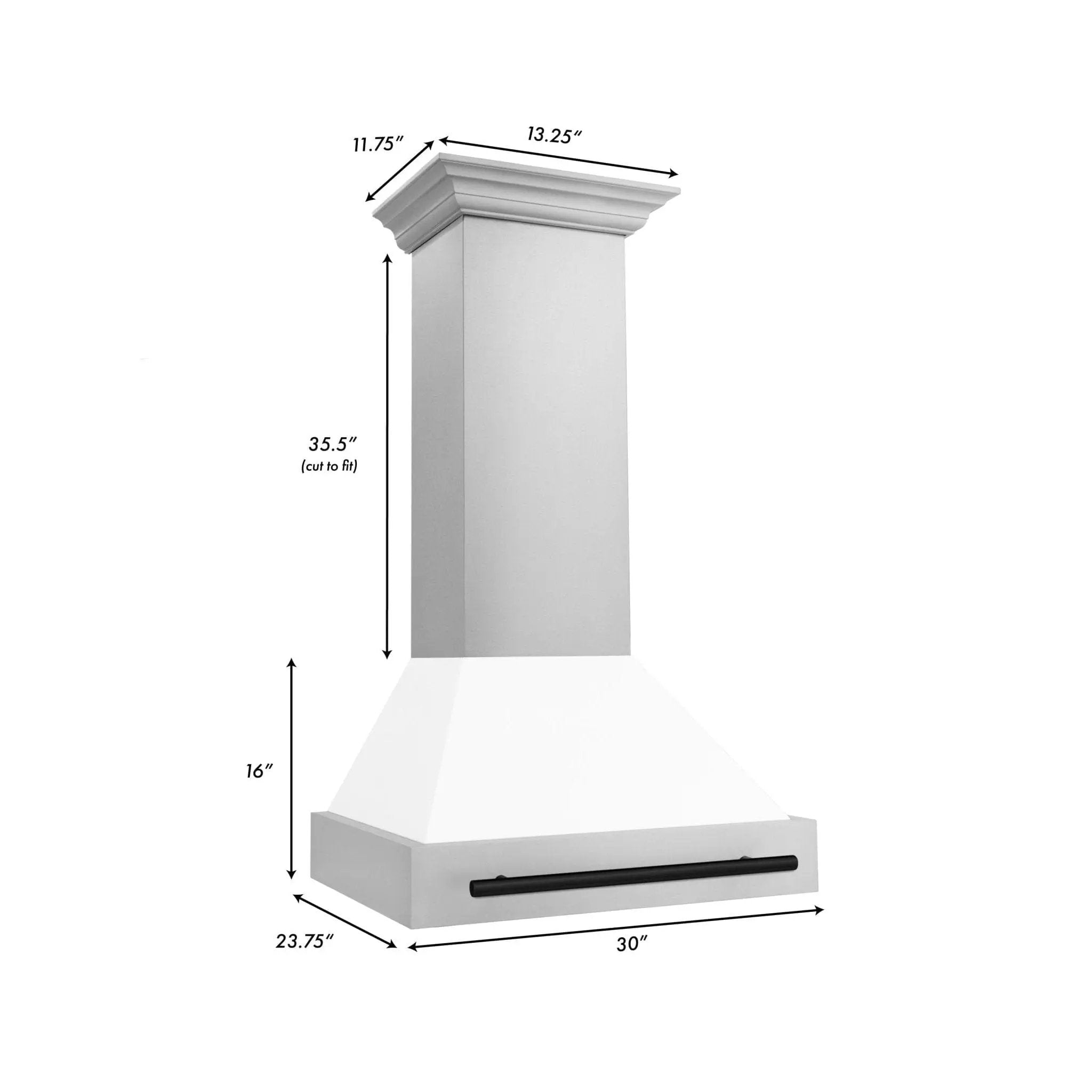 ZLINE 30" Autograph Stainless Wall Range Hood, White, 8654STZ-WM30-MB by Farmhouse Kitchen and Bath