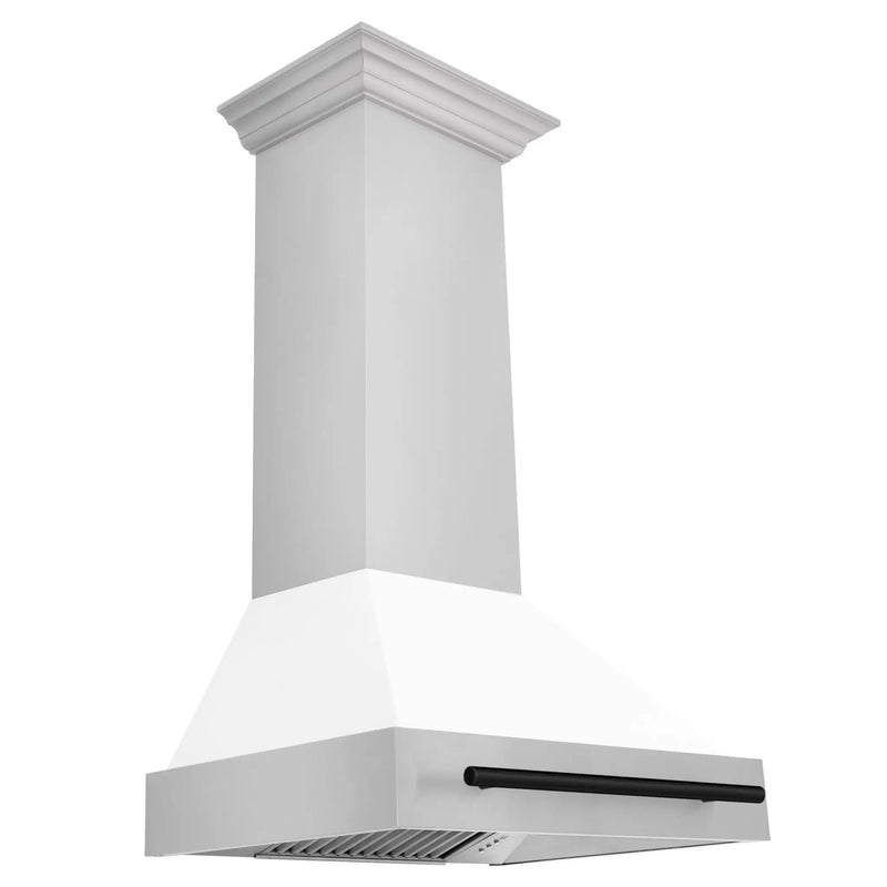 ZLINE 30" Autograph Stainless Wall Range Hood, White, 8654STZ-WM30-MB by Farmhouse Kitchen and Bath