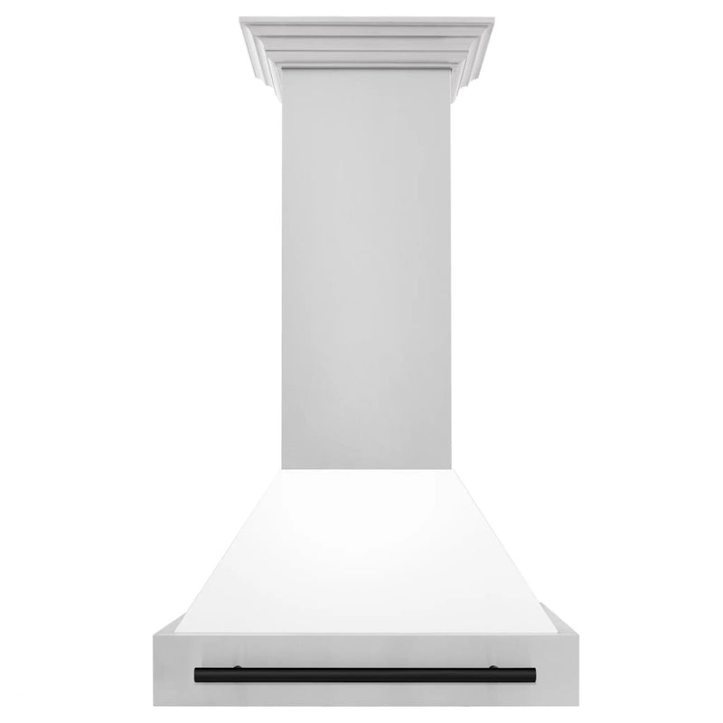 ZLINE 30" Autograph Stainless Wall Range Hood, White, 8654STZ-WM30-MB by Farmhouse Kitchen and Bath