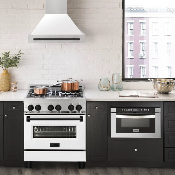 ZLINE 30" Autograph Stainless Wall Range Hood, White, 8654STZ-WM30-MB, photo 2 of 9