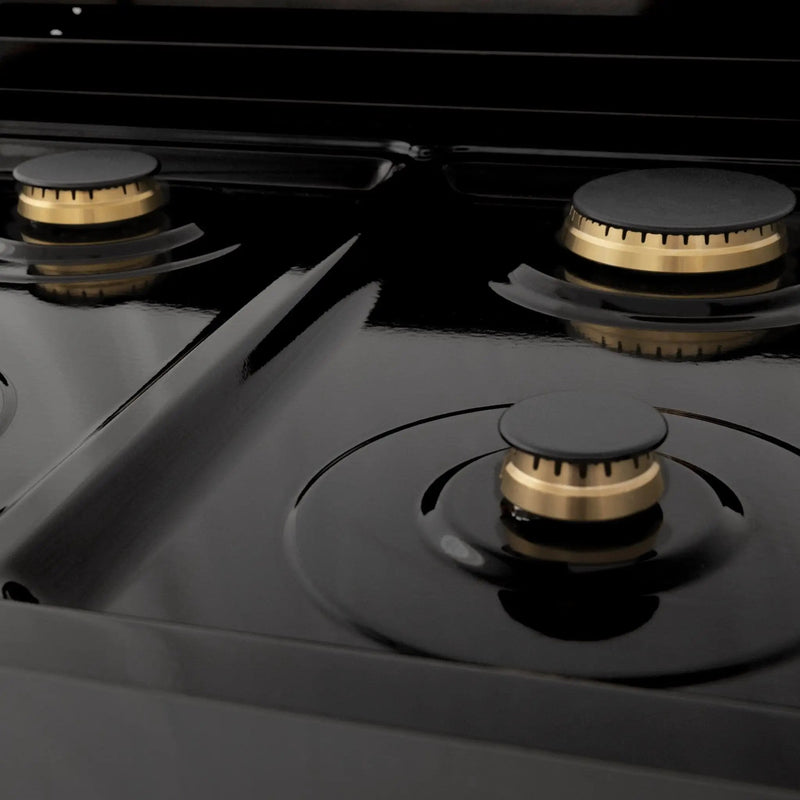 ZLINE 30" Black Stainless, Gas/Electric Oven, Brass Burners, RAB-BR-30 by Farmhouse Kitchen and Bath