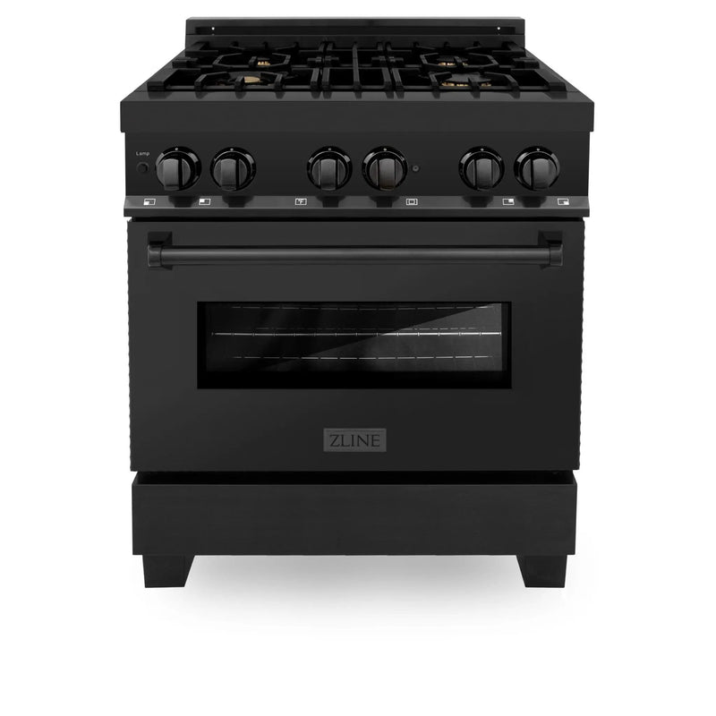 ZLINE 30" Black Stainless, Gas/Electric Oven, Brass Burners, RAB-BR-30 by Farmhouse Kitchen and Bath