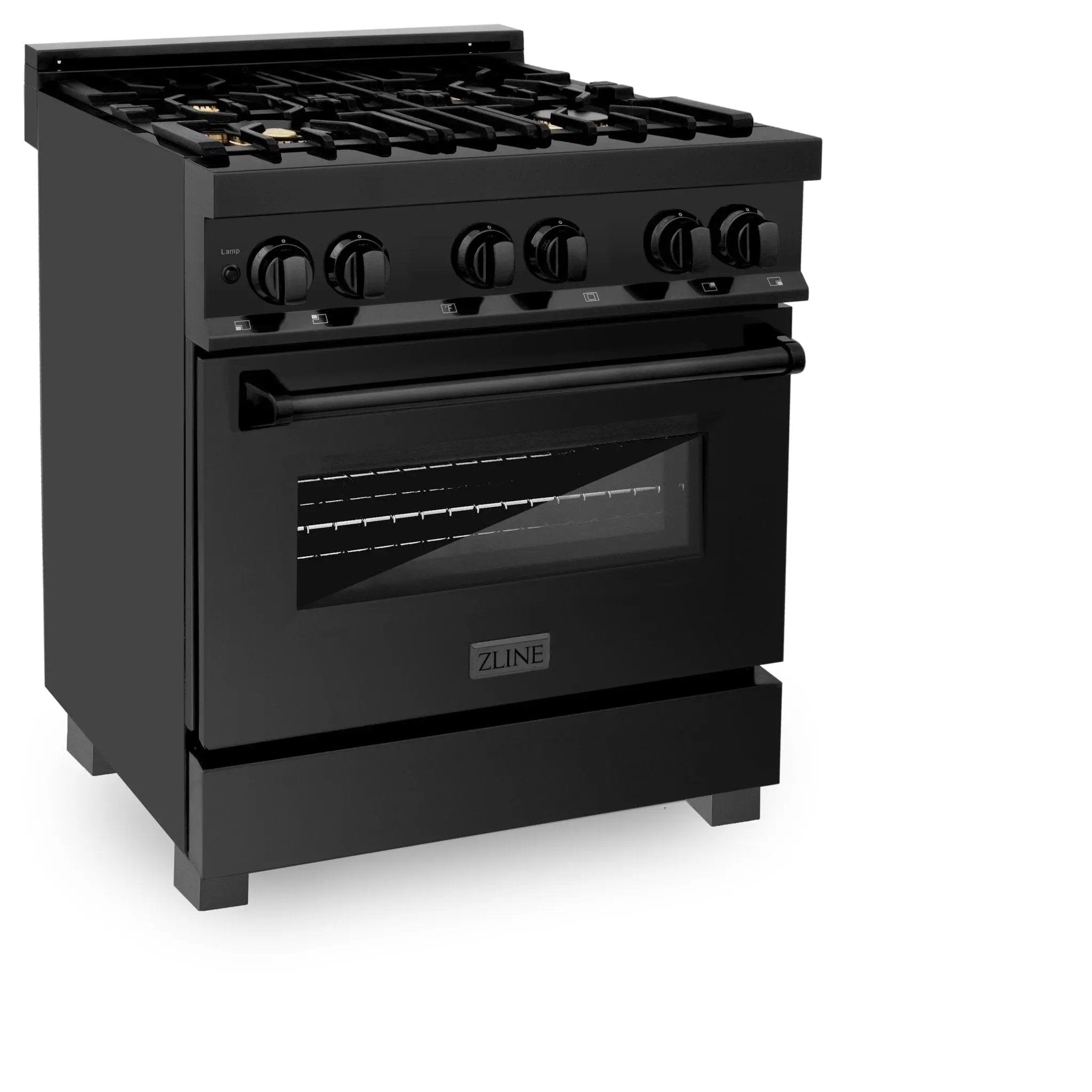 ZLINE 30" Black Stainless, Gas/Electric Oven, Brass Burners, RAB-BR-30 by Farmhouse Kitchen and Bath
