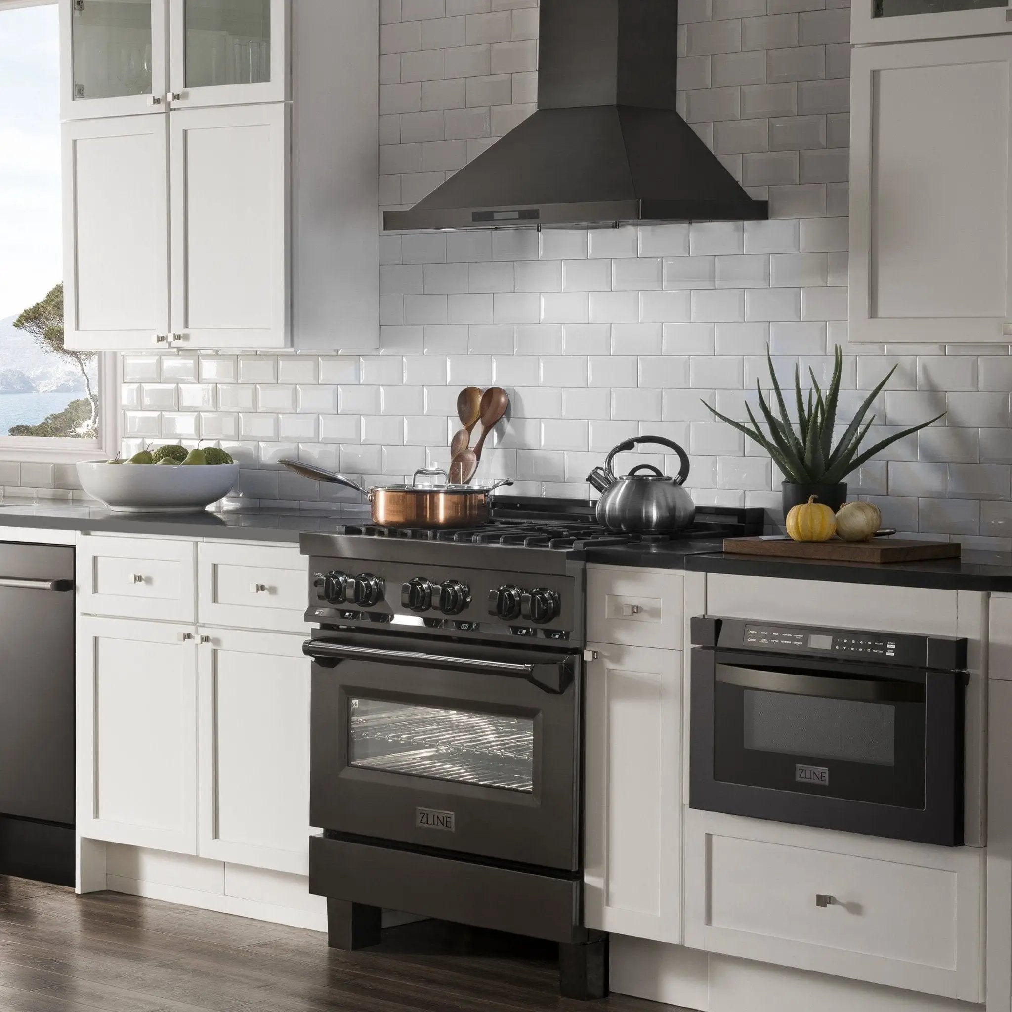 ZLINE 30" Black Stainless, Gas/Electric Oven, Brass Burners, RAB-BR-30 by Farmhouse Kitchen and Bath