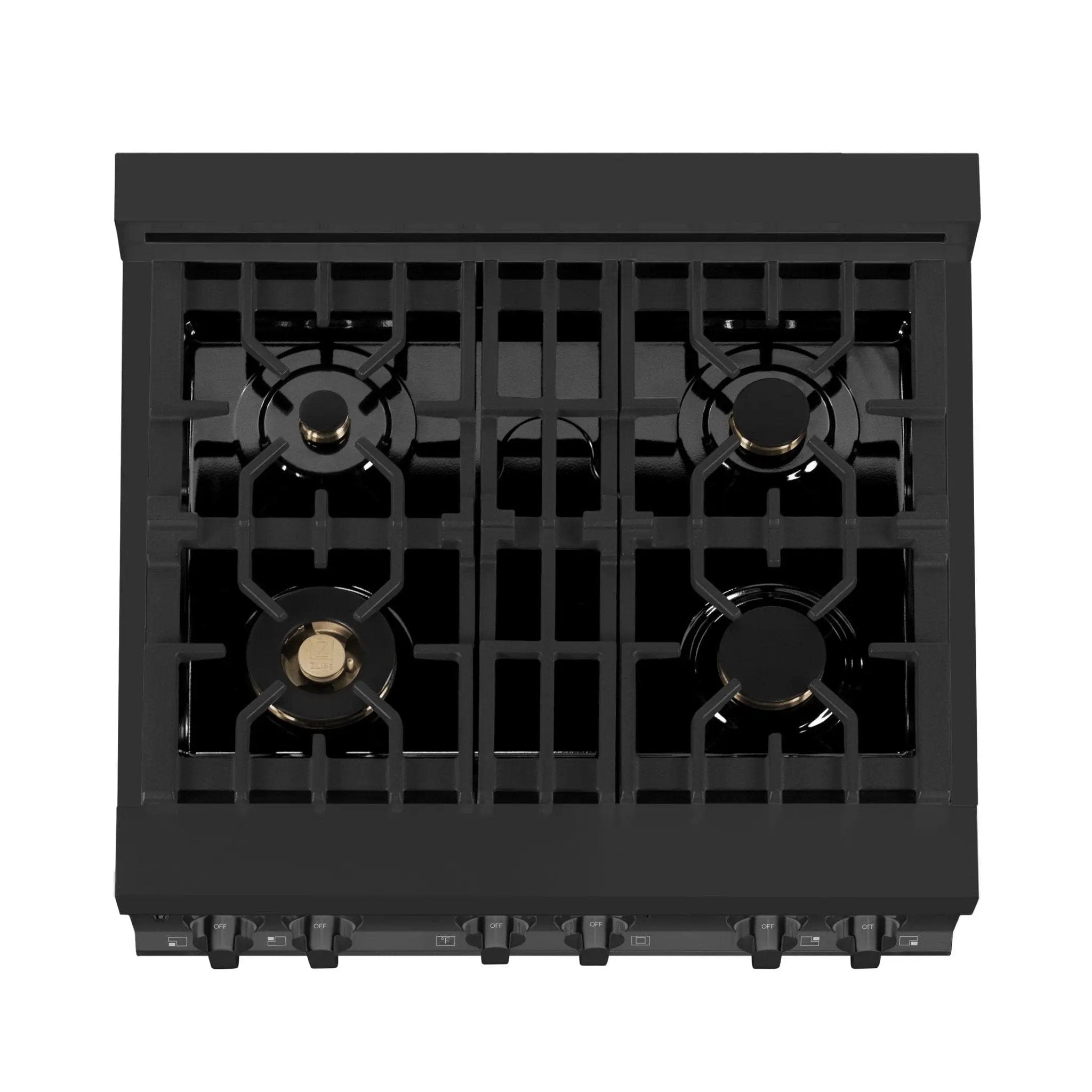 ZLINE 30" Black Stainless, Gas/Electric Oven, Brass Burners, RAB-BR-30 by Farmhouse Kitchen and Bath