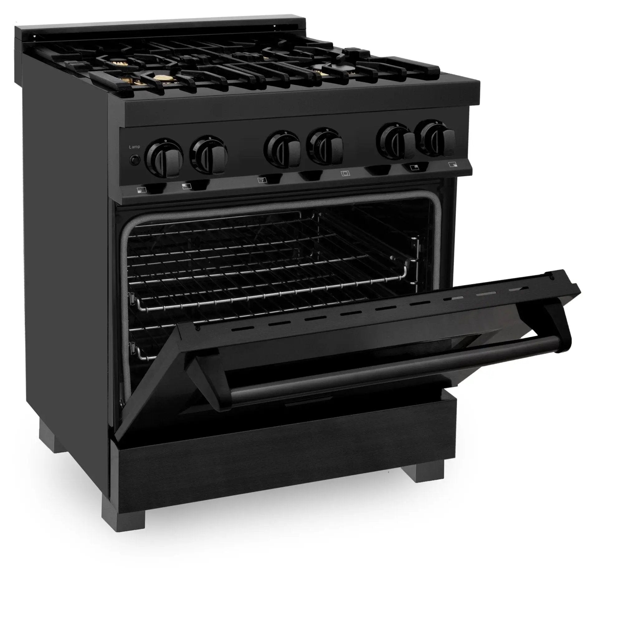 ZLINE 30" Black Stainless, Gas/Electric Oven, Brass Burners, RAB-BR-30 by Farmhouse Kitchen and Bath