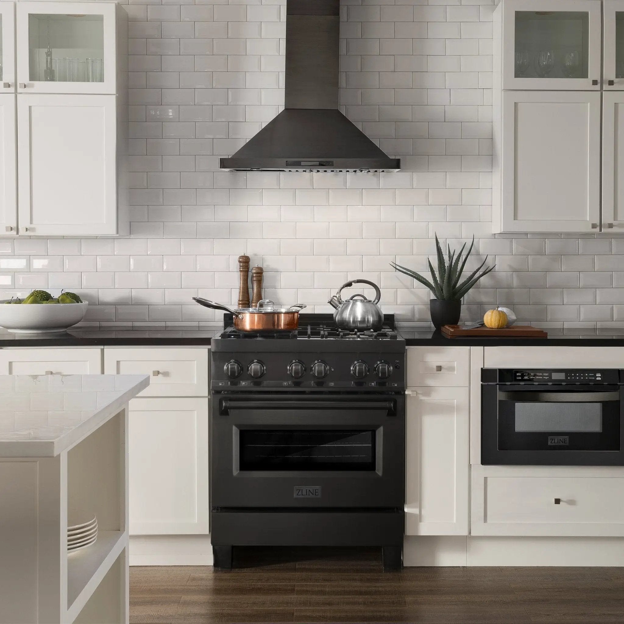 ZLINE 30" Black Stainless, Gas/Electric Oven, Brass Burners, RAB-BR-30 by Farmhouse Kitchen and Bath