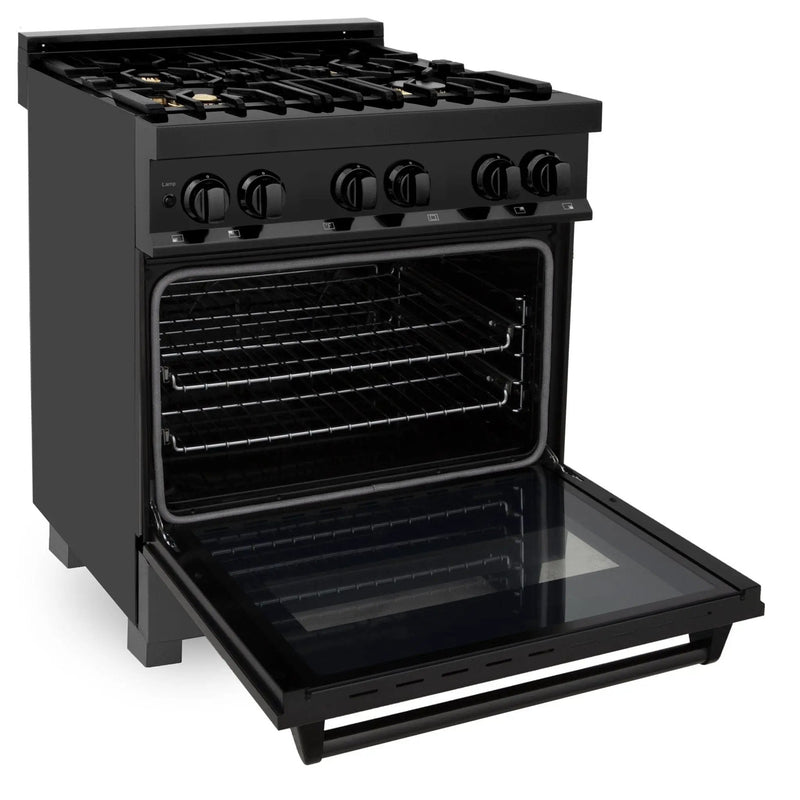 ZLINE 30" Black Stainless, Gas/Electric Oven, Brass Burners, RAB-BR-30 by Farmhouse Kitchen and Bath