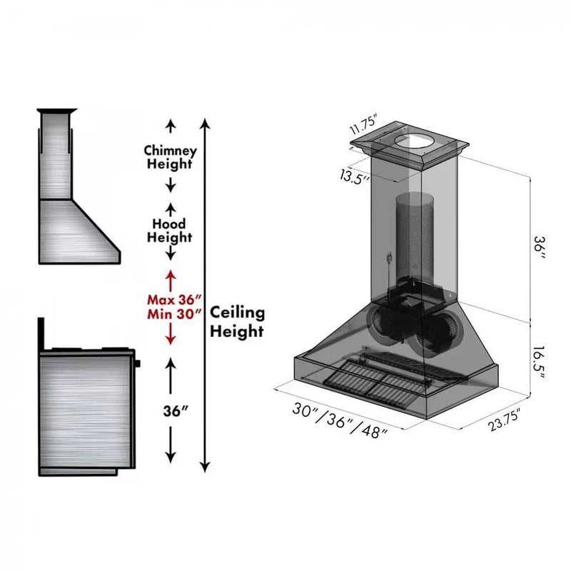 ZLINE 30" Black Stainless Steel Wall Mount Range Hood, BS655N-30 by Farmhouse Kitchen and Bath