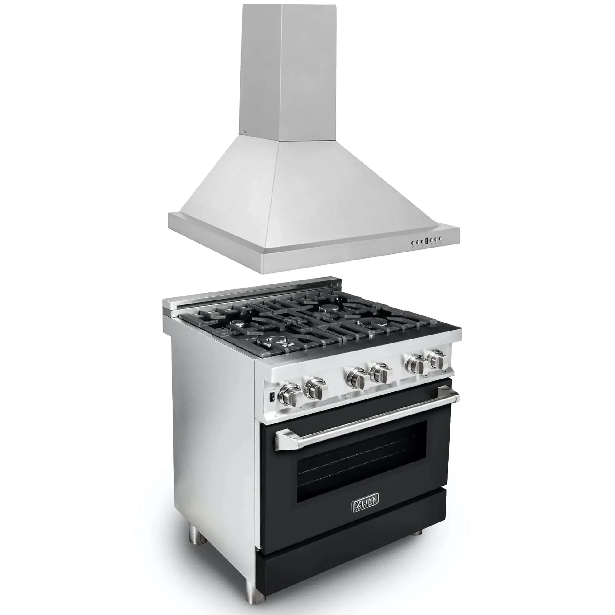ZLINE 30" Bundle Range RA-BLM-30 & Wall Range Hood KB-30, 2KP-RABLMRH30 by Farmhouse Kitchen and Bath