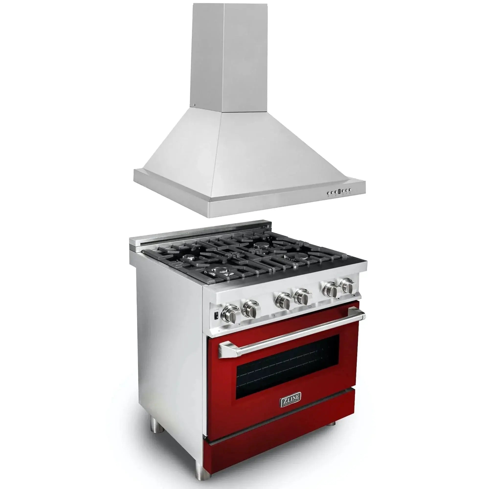 ZLINE 30" Bundle Range RA-RG-30 & Wall Range Hood KB-30, 2KP-RARGRH30 by Farmhouse Kitchen and Bath