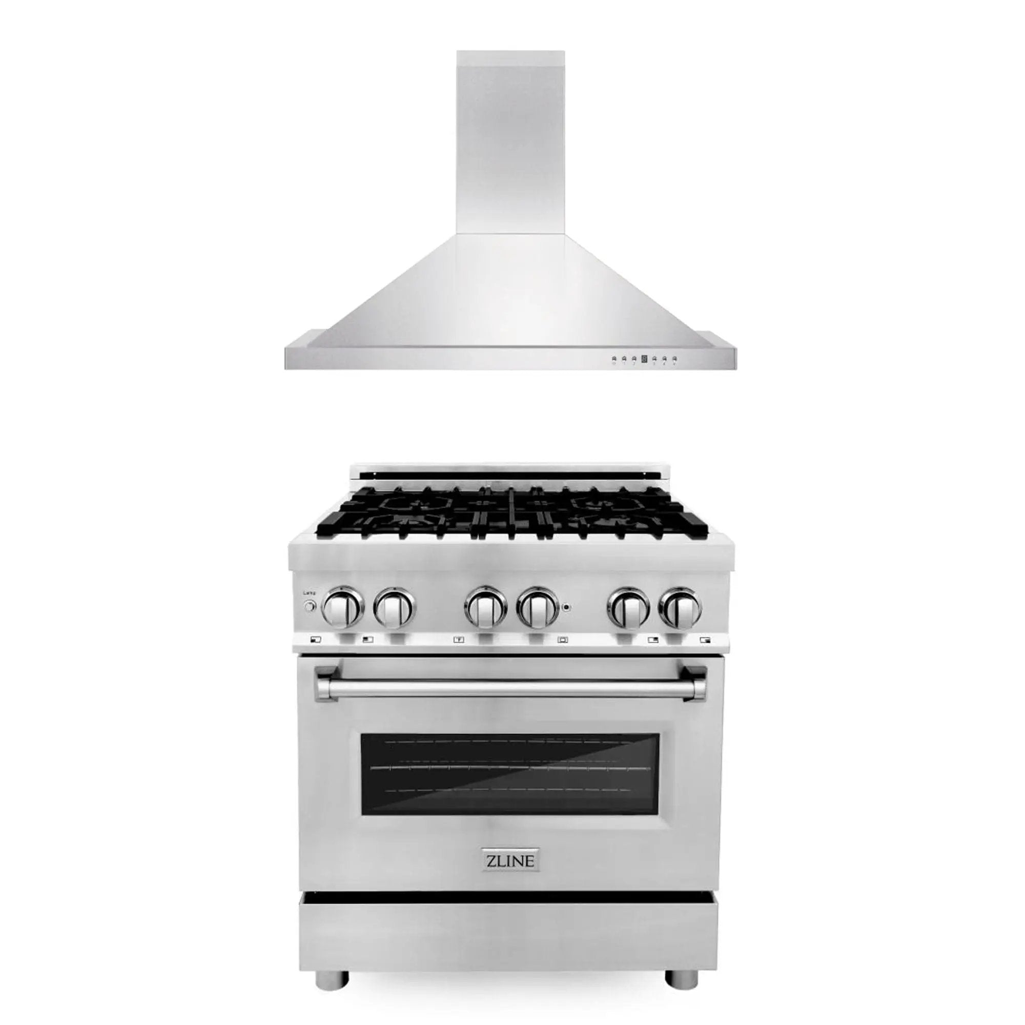 ZLINE 30" Bundle Range RA30 & Wall Range Hood KB-30, 2KP-RARH30 by Farmhouse Kitchen and Bath